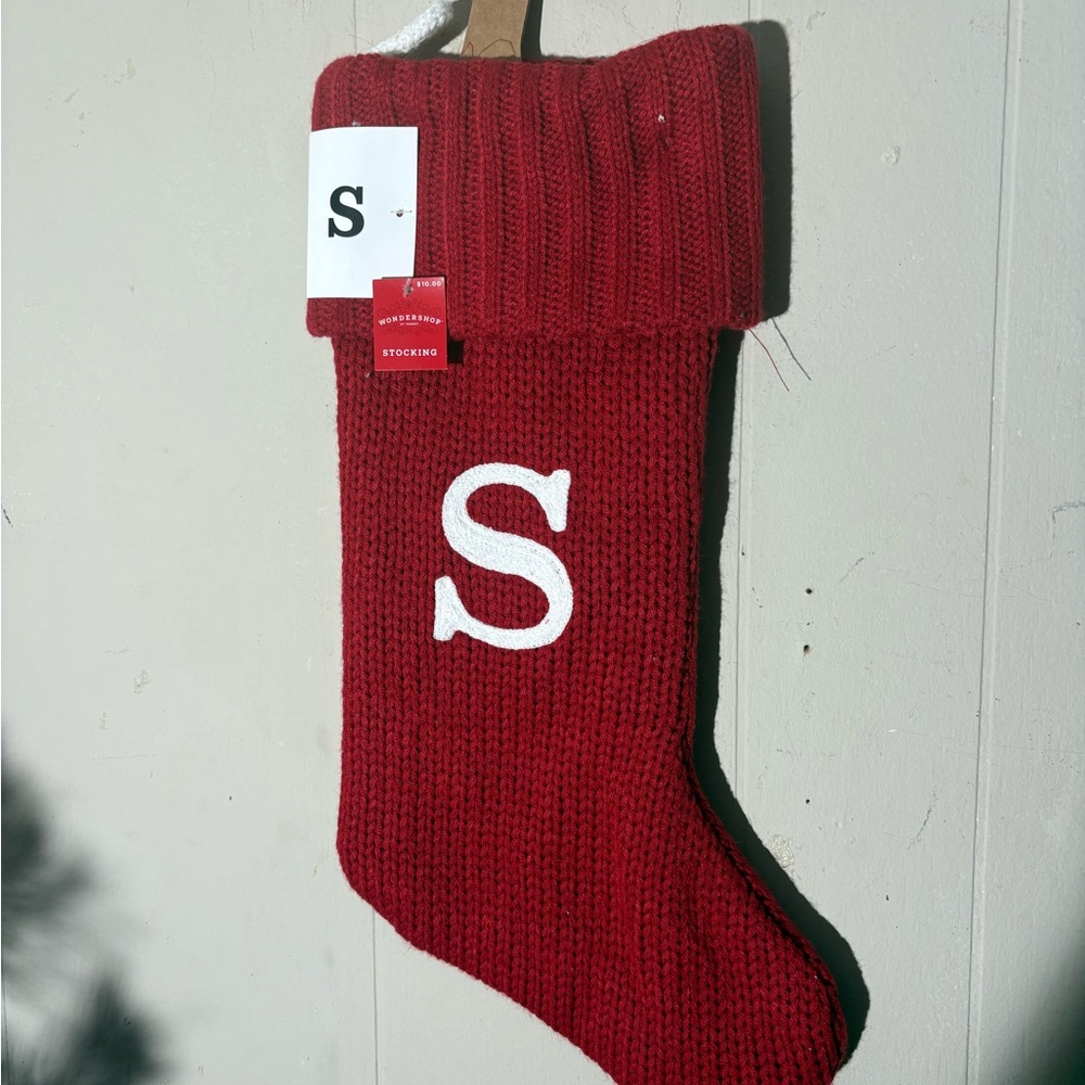 S letter Red Knit Stocking